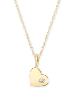 image of Diamond Accent Solid Heart Pendant in 14K Yellow Gold