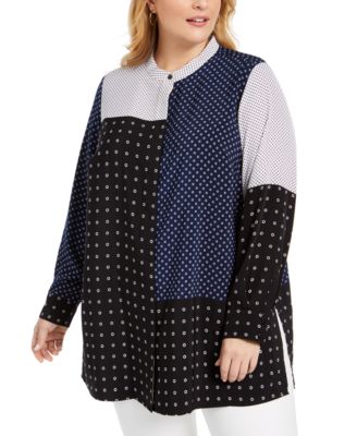 Alfani - Plus Size Mixed-Print Tunic Top