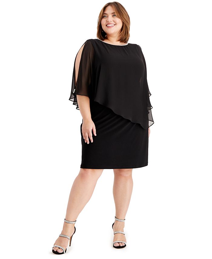 MSK Plus Size Embellished Chiffon-Overlay Dress & Reviews - Dresses ...