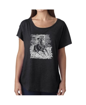 image of La Pop Art Women-s Dolman Cut Word Art Shirt - Popular Horse Breeds