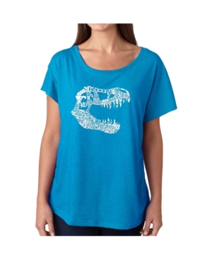 image of La Pop Art Women-s Dolman Cut Word Art Shirt - Trex