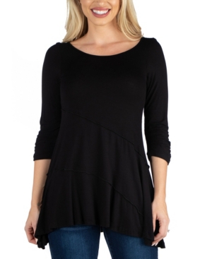 image of 24Seven Comfort Apparel Three Quarter Sleeve Flared Tunic Top
