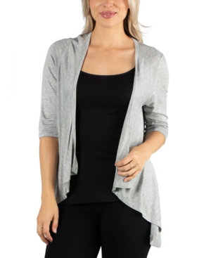 24Seven Comfort Apparel Elbow Length Sleeve Open Cardigan