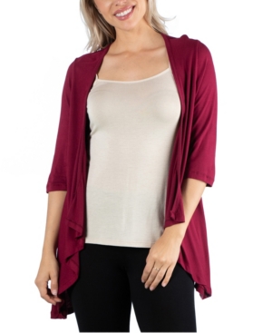 24Seven Comfort Apparel Elbow Length Sleeve Open Cardigan