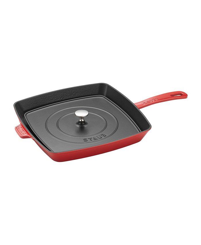 Staub Cast Iron 12" Square Grill Pan & Press Set Macy's