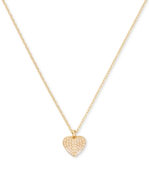 image of Kate Spade New York Gold-Tone Crystal Heart Pendant Necklace, 16