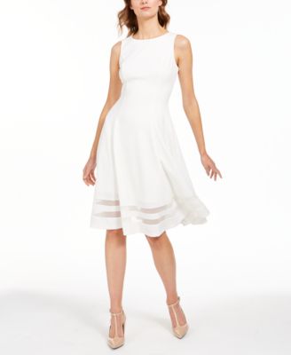 calvin klein illusion trim fit and flare dress