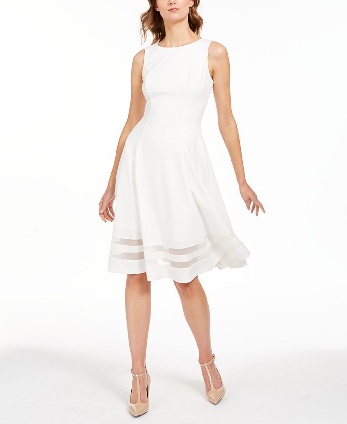 Calvin Klein Illusion-Trim Fit & Flare Midi Dress & Reviews - Dresses -  Women - Macy's