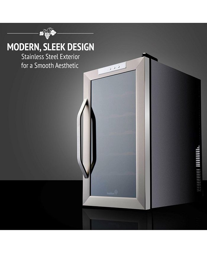 Ivation 18 Bottle Wine Cooler Stainless Steel with Wood Shelves Macy's