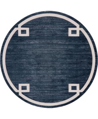 Lenox Hill Uptown Jzu005 Navy Blue 8' x 8' Round Rug