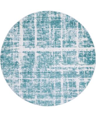 Lexington Avenue Uptown Jzu003 Turquoise 8' x 8' Round Rug