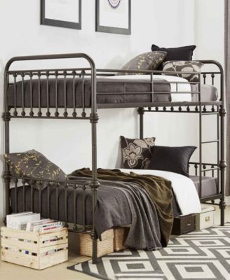 Calvados Antique Metal Bunk Bed, Twin