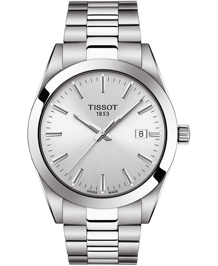 tissot mens gentleman stainless steel dress watch grey t1274071104100