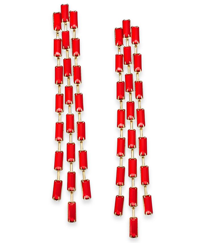 Thalia Sodi GoldTone Stone TripleRow Linear Drop Earrings, Created