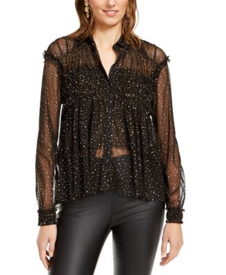 INC International Concepts - Ruffled Sheer Top