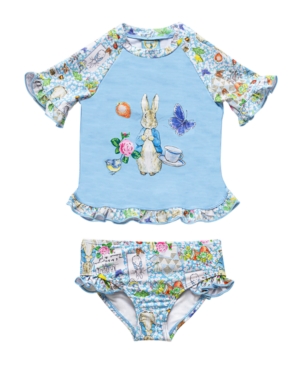 Beatrix Potter Toddler Girls Scrapbook Print Rash Guard Two Piece Swimsuit