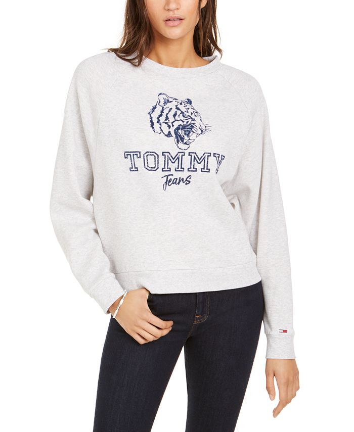 Tommy Jeans Logo-Print Long-Sleeve Sweatshirt Macy's