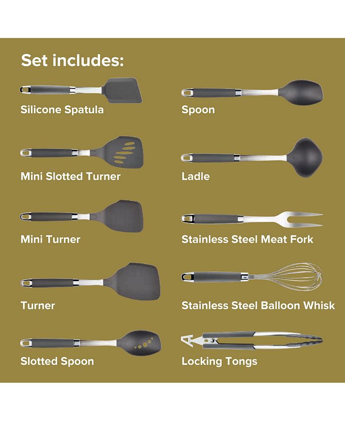 anolon 10 piece suregrip nylon nonstick kitchen utensil set