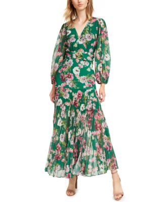 green floral maxi dress with sleeves