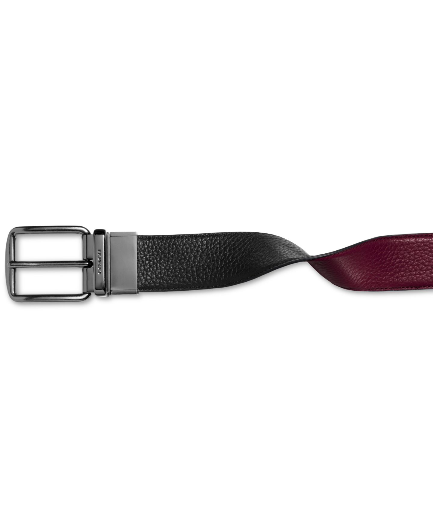 Мужской ремень COACH Reversible Leather Belt, цвет: Чёрный / Красное дерево — фото 3