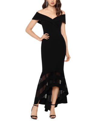 xscape embellished off the shoulder gown