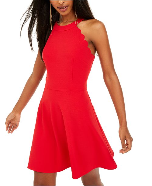 Bcx Juniors Scalloped Scuba Fit Flare Dress Reviews Dresses Juniors Macy S