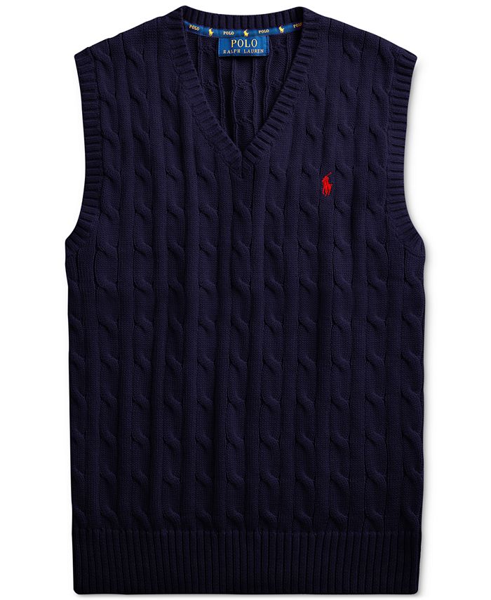 Polo Ralph Lauren Big Boys Cable-Knit Cotton V-Neck Sweater Vest ...