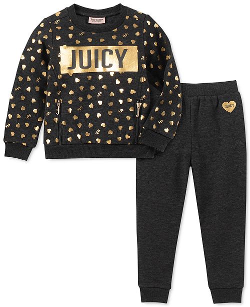 Juicy Couture Little Girls 2 Pc Heart Sweatshirt Jogger Pants Set Reviews Sets Outfits Kids Macy S