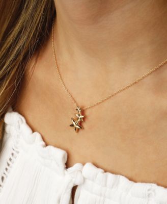 Triple Star Crawler Necklace Set in 14k Gold