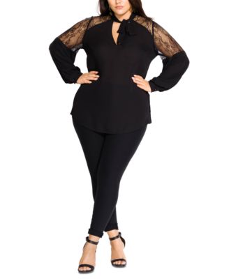 CITY CHIC - Trendy Plus Size Lace Lust Top