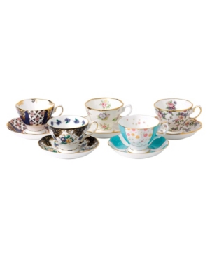 Shop Royal Albert 100 Years 1900-1940 5-piece Teacup & Saucer Set In Multi
