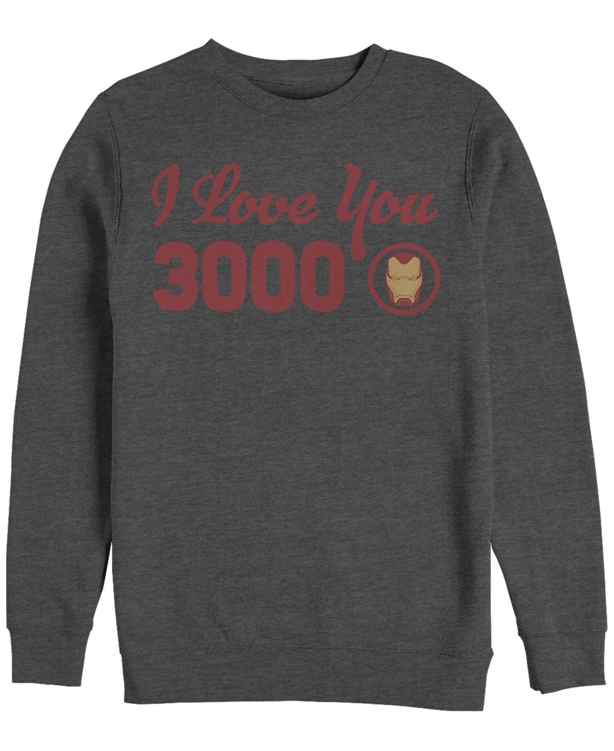 Marvel Men's Avengers Endgame Iron Man I Love You 3000 Text, Crewneck Fleece