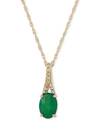 Emerald (7/8 ct. t.w.) & Diamond (1/20 ct. t.w.) 18