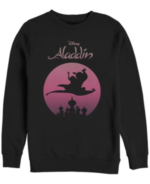 Disney Men's Aladdin Jasmine Silouhette Over Agrabah Crewneck Fleece
