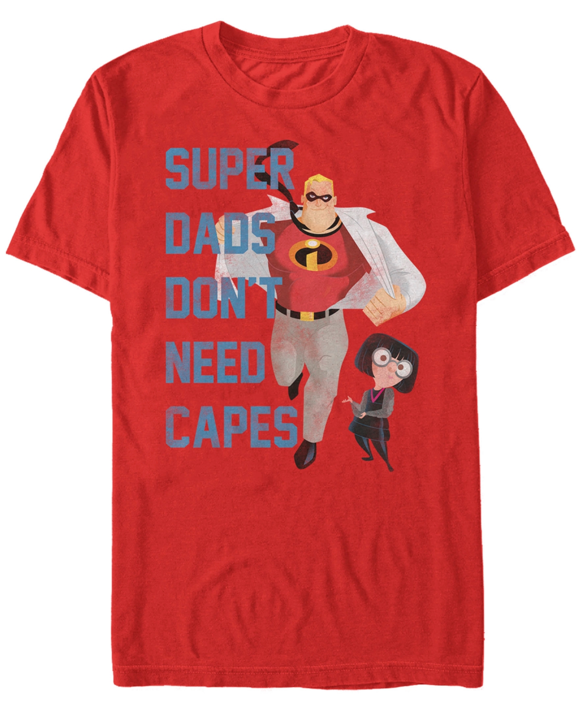Disney Pixar Men's Incredibles Super Dads No Capes, Short Sleeve T-Shirt - Red
