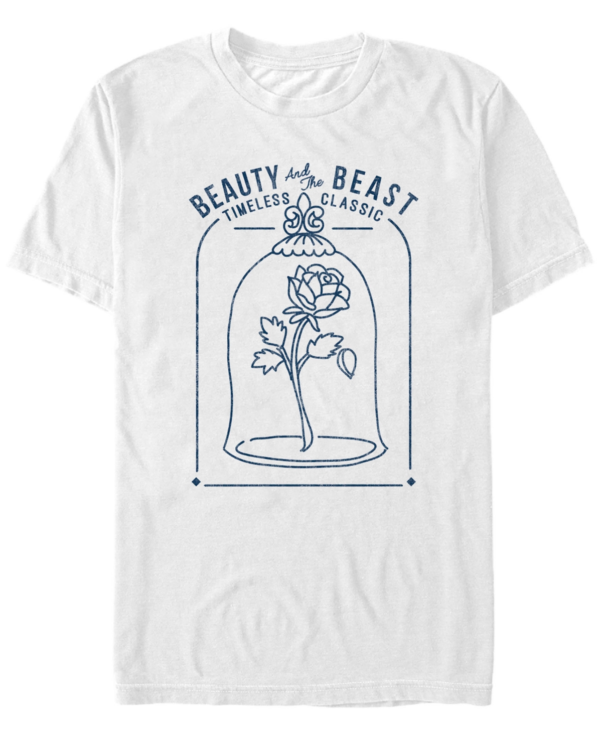 Disney Men's Beauty and the Beast Classic Rose Glass, Short Sleeve T-Shirt - White