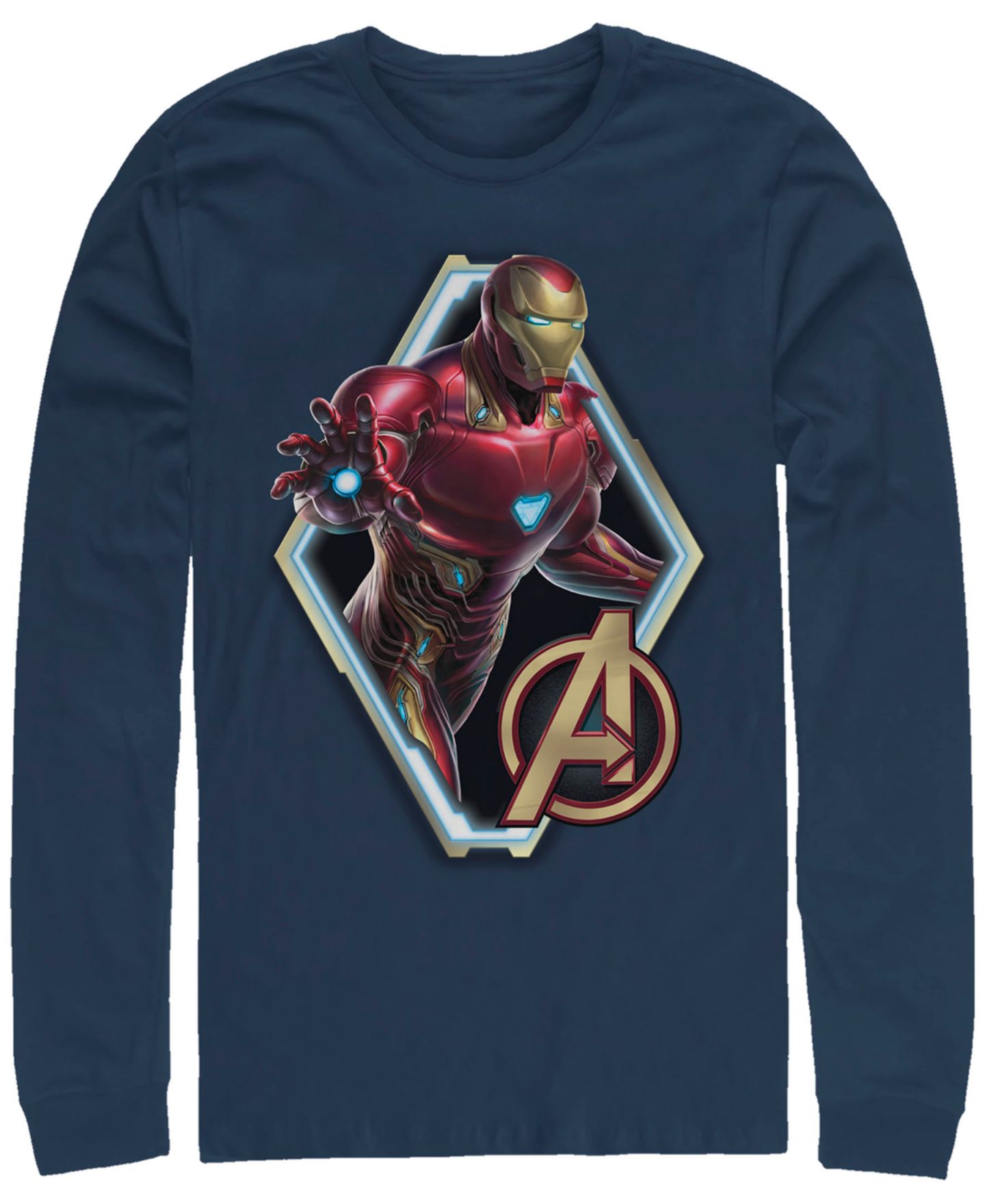 Мужская футболка Fifth Sun Marvel Avengers Endgame Iron Man Diamond Portrait, Long Sleeve, цвет: Тёмно-синий — фото 1