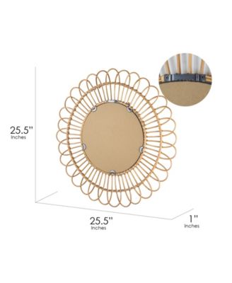 American Art Decor Woven Rattan Sunburst Accent Wall Mirror
