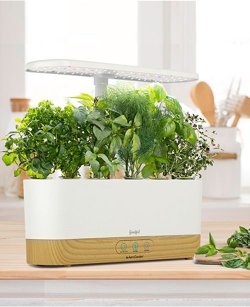 Goodful By Aerogarden Harvest Slim White With Wood Base And