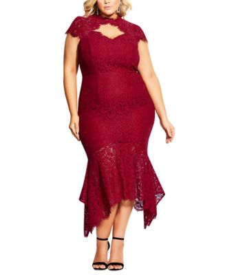 City Chic Plus Size Lace Mermaid Dress - Macy's