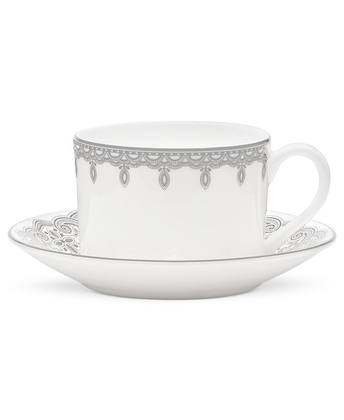 Waterford Lismore Lace Platinum Teacup and Saucer Macy's