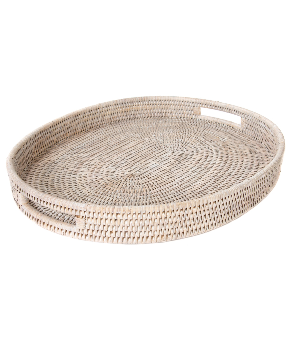 Artifacts Trading Company Artifacts Rattan Oval Tray With Cutout Handles In Off-white