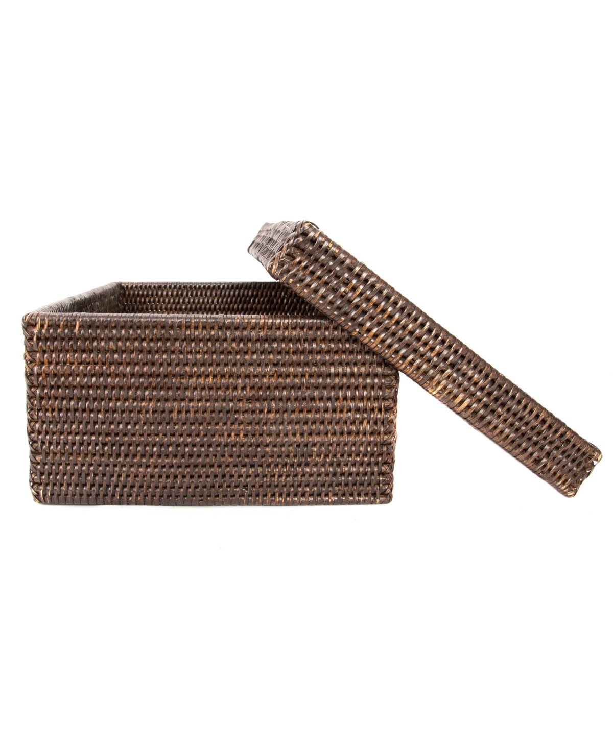 Artifacts Trading Company Artifacts Rattan Rectangular Storage Box With Lid In Coffee Bean