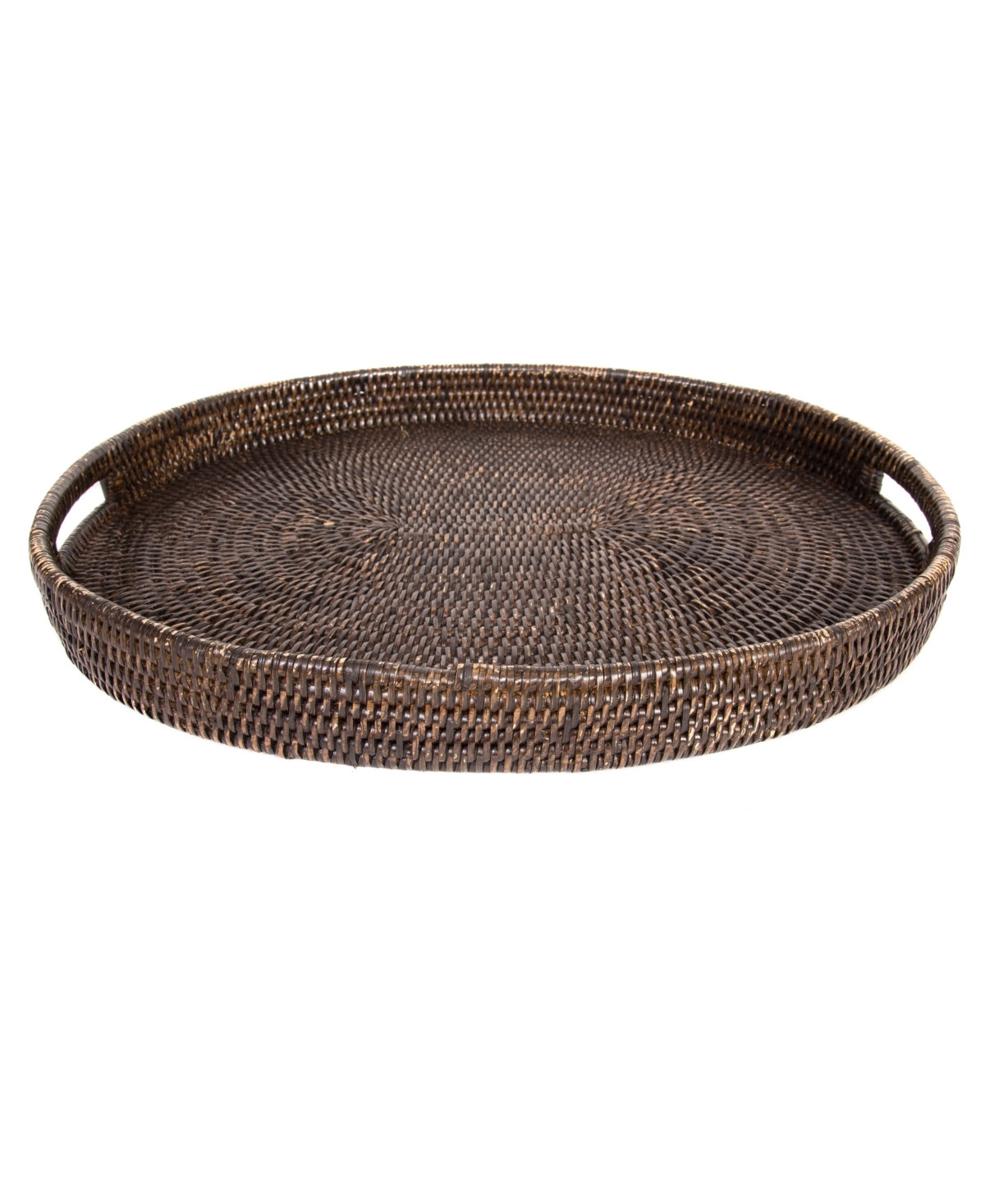 Artifacts Trading Company Artifacts Rattan Oval Tray With Cutout Handles In Coffee Bean
