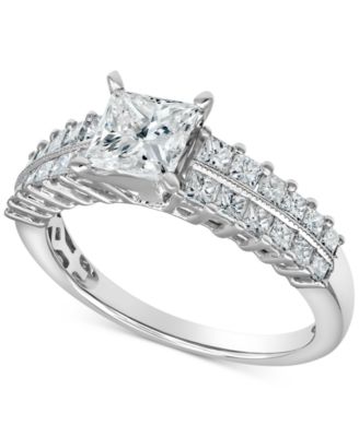 Diamond Princess Ring (1-3/4 ct. t.w.) in 14k White Gold - Macy's