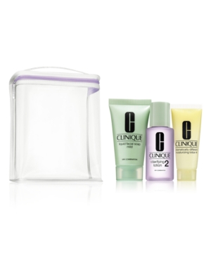 Receive a Free bag and Choose your Free 3 Step travel Set with any $75 Clinique Purchase!