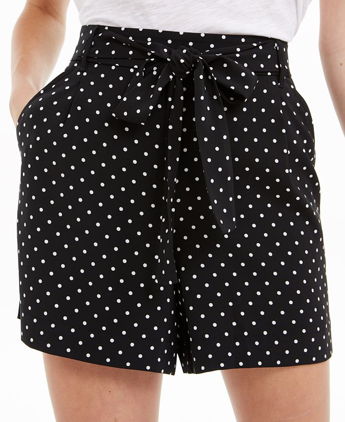Maison Jules Tie-Belt Polka-Dot Shorts, Created for Macy's - Macy's