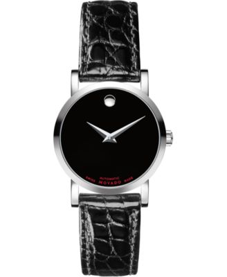 movado leather strap women's