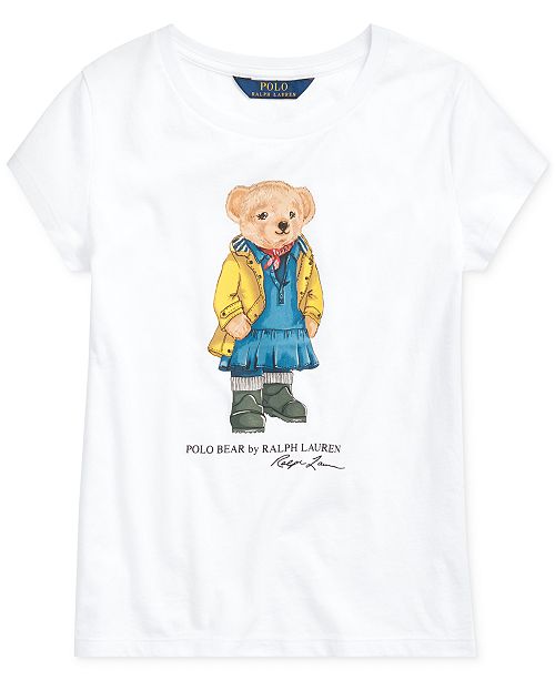 Polo Ralph Lauren Big Girls Raincoat Bear Cotton T Shirt