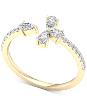 image of Diamond Pear-Cut Cuff Statement Ring (1/2 ct. t.w.) in 14k Gold